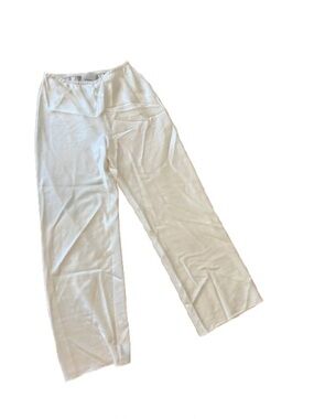 Reformation ivory satin pants  with elastic waist